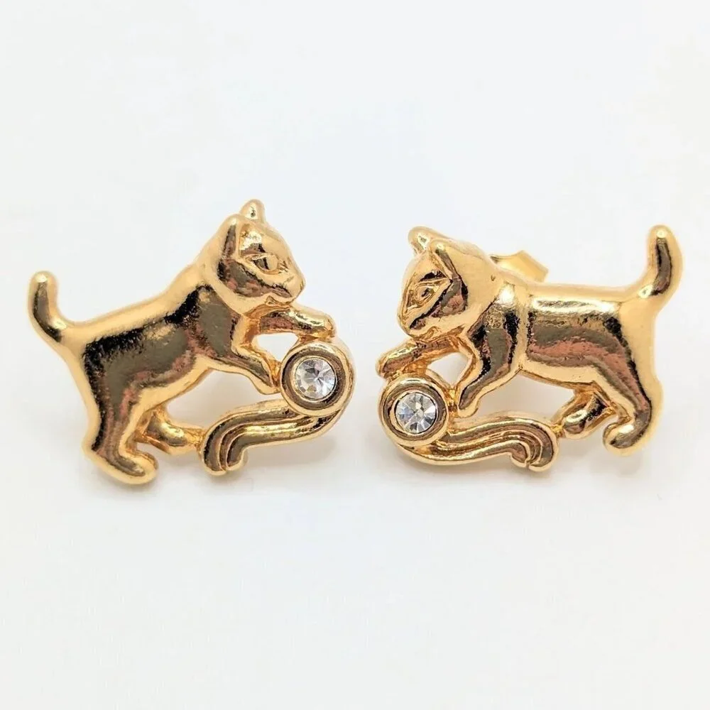 Vintage AVON Goldtone Kitten 